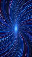 Poster - Abstract creative cosmic background. Media. Hyper jump into another galaxy with a speed of light, neon glowing rays in motion. Vertical video.