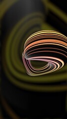 Poster - Cycled 3d animation, futuristic neon background. Media. Golden yellow lines, laser rays, speed of light. Vertical video.