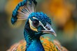 © RK - Captivating close-up of a proud and regal peacock displaying its feathers.