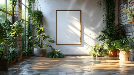 Poster - Elegant and Minimalist House Interior Frame Mockup with Natural Lighting Soft Shadows and a Clean Modern Aesthetic