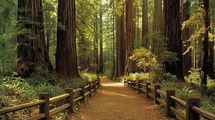 Sticker - The towering redwoods, some of the oldest living beings on Earth, stand as silent witnesses to centuries of natural history.