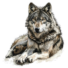  Black And White Drawing Wolf Illustration Art, Generative AI