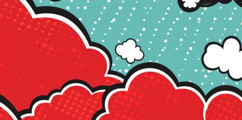 Wall Mural - Retro red speech bubble pattern for a pop art vibe.