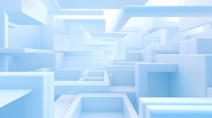 3d rendering of white and blue abstract geometric background. Scene for advertising, technology, showcase, banner, game, sport, cosmetic, business, metaverse. Sci-Fi Illustration. Product display