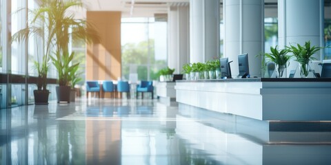 Sticker - Modern Office Reception Area with Clean Lines and Natural Light