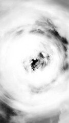 Poster - Abstract illustration of cloudy sky. Media. Tunnel of white clouds on a black background. Vertical video.