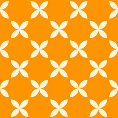 Aufkleber - Trendy retro seamless pattern with geometric beige flowers on a orange background. Modern minimal abstract background. Vector illustration