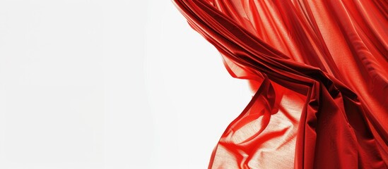 Poster - Fragment of the red curtain with mount. Back view. Isolated on white background. Include path. with copy space image. Place for adding text or design
