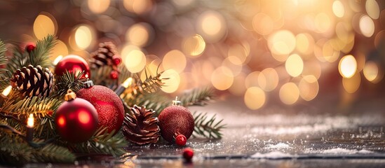 Poster - Utilize Christmas decorations for a background with copy space image.
