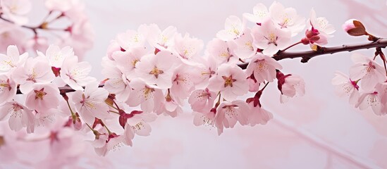 Poster - Spring cherry blossoms ideal for text overlay on copy space image.