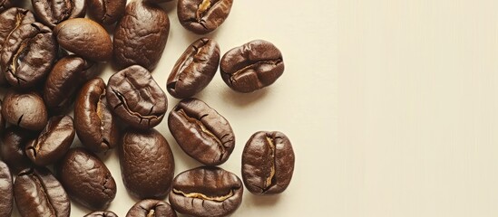 Poster - Vintage style coffee beans with a retro filter effect, featuring an appealing copy space image.