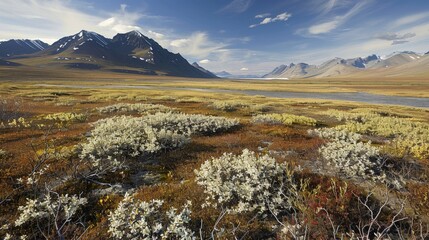 Wall Mural - The vast tundra, with its unique flora and fauna, demonstrates adaptability in extreme conditions.