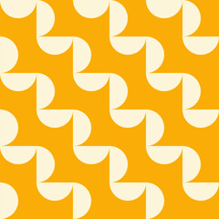 Poster - Trendy retro geometric seamless pattern with colorful semicircles. Modern minimal abstract background. Beige and yellow colors. Vector illustration