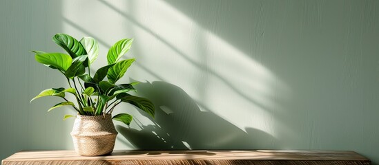 Poster - Green plant enhances the beauty of interior home decor with copy space image.