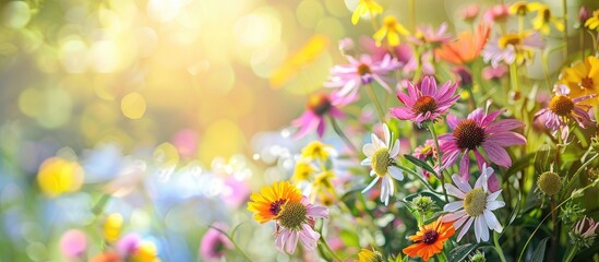 Poster - A stunning wildflower bouquet adds charm to summer garden decor and is perfect for a birthday or Mother's Day greeting card with copy space image.