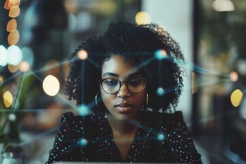 Poster - Black woman in office utilizing ICT and cloud computing.