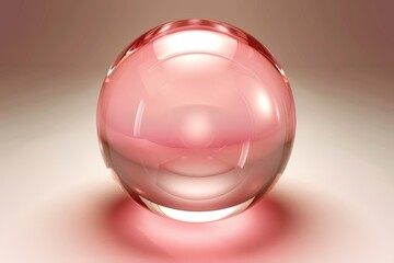 Wall Mural - Pink crystal sphere with delicate reflections and a soft gradient background capturing elegance and simplicity in a minimalistic style