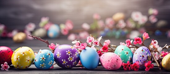 Poster - Easter decorations to adorn the Easter festivities with a vibrant copy space image.