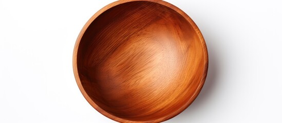 Aufkleber - Top view of a wooden bowl on a white background with copy space image.