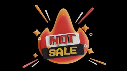 Poster - 3D Animation of Hot Sales are great for finding great deals | Alpha Channel