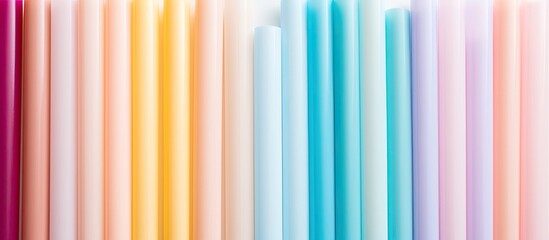 Poster - Colorful plastic drinking straws arranged on a bright background with room for text. Ideal for copy space image.