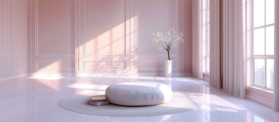 Poster - Modern interior of the house living room decor elements and segments of the luxurious environment of an empty apartment with a child kid bed. with copy space image. Place for adding text or design