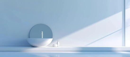 Poster - Indoor modern water sink with mirror reflection in the restroom. with copy space image. Place for adding text or design