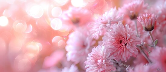 Aufkleber - Selective focus on Some blossom artificial plastic flowers with background bokeh nature. Blurred beautiful soft color for wallpaper and with light lay pink. Bouquet of love and Valentine's Day