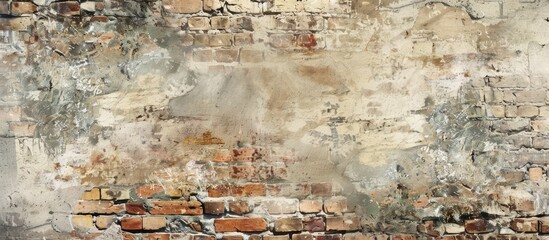 Poster - Background featuring an aged, worn grunge brick wall with copy space image.