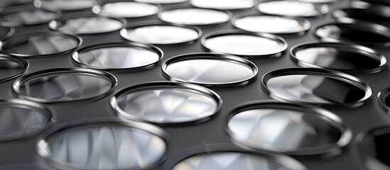Aufkleber - Background image of grey surface with silver reflective circles. with copy space image. Place for adding text or design