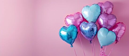 Poster - balloons heart on a pastel background Balloon  Party. with copy space image. Place for adding text or design