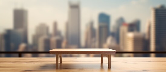 Poster - Blurry building in the background of a table top with copy space image.
