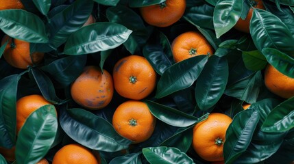 Wall Mural - The oranges and green leaves