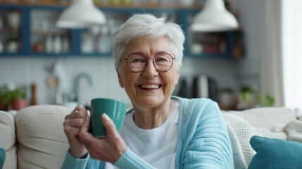 Wall Mural - The elderly woman with cup