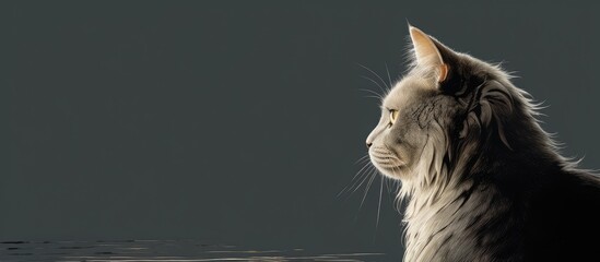 Poster - The cat's side profile, facing away, with a background featuring another cat, allowing for copy space image.
