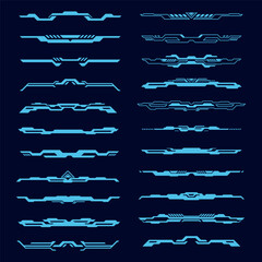 Wall Mural - cyber punk futuristic hotizontal divider hud interface, technology frame borders.