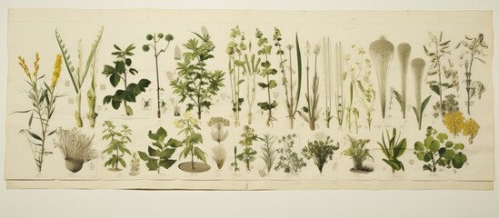 Fototapete - Document containing pressed plants for reference with copy space image.
