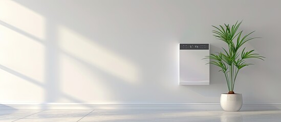 Poster - White electric boiler installed in a niche on the wall. with copy space image. Place for adding text or design