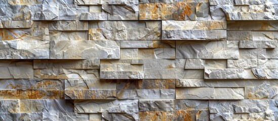 Sticker - Wall of stone bricks as an abstract background. Stone brick texture. with copy space image. Place for adding text or design