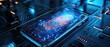 © Thanyaporn - A smartphone displaying a biometric fingerprint scanner being used for secure access. The image highlights the advanced technology ensuring personal data remains protected, set against a sleek,