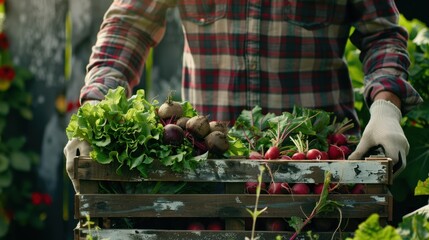 Sticker - The Wooden Crate of Fresh Vegetables