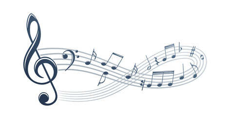 Sticker - The stylized symbol with music notes.
