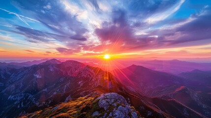 Watching the sunset from a mountain peak, the sky ablaze with color and the landscape bathed in a warm glow, is a breathtaking experience.