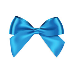 Aufkleber - Blue bow realistic shiny satin with shadow for decorate your gift card or website vector EPS10 isolated on white background.