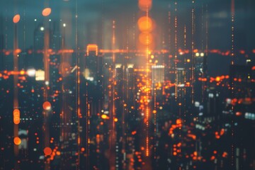 Poster - Abstract polygon pattern with lights, speed lines, and big data connectivity technology concept.