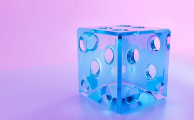 Poster - Light-filled glass cube with a bright background, 3D rendering.