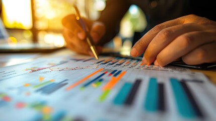 Poster - Experience the realm of finance and investment with a finance analyst analyzing stock market trends. Their strategic planning integrates financial reports.