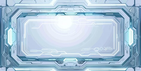 Poster - a futuristic interface with a blue control panel abstracted from modern technology
