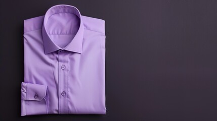 Wall Mural - A lavender men's dress shirt displayed neatly on a solid charcoal background.