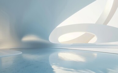 Poster - Ground with white building background, 3D rendering.